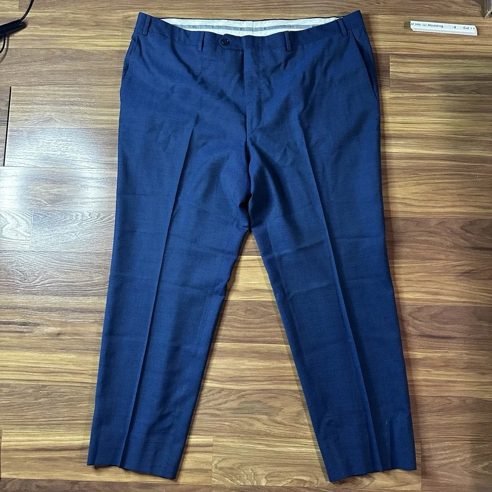 Lot of 2 Canali Dress Pants Mens 42x29 Blue/Brown Wool Pleated Made in Italy